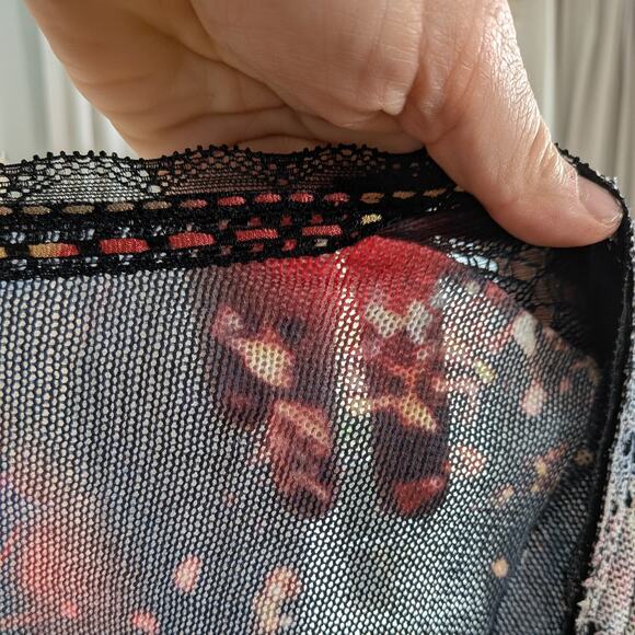 Alberto Makali Cardigan Sweater M Black Red Babydoll Silk Tie Feminine Fairy - Picture 13 of 16